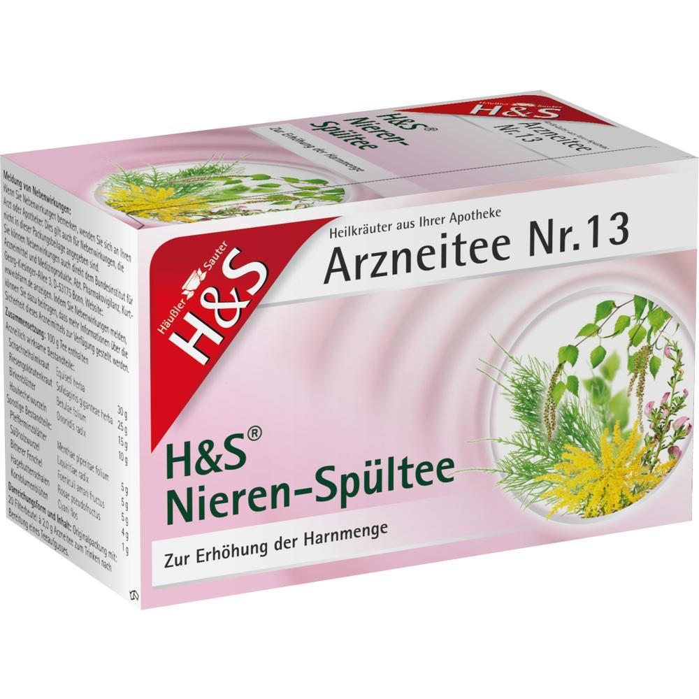 Eine Packung H&S Nieren-Spültee zur Erhöhung der Urinproduktion.